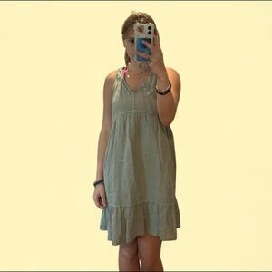 Green Ruffled Tiered Halter Sundress